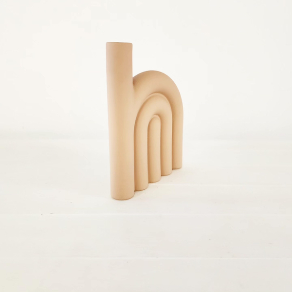 Three Arch Ceramic Candle Stick - Side View